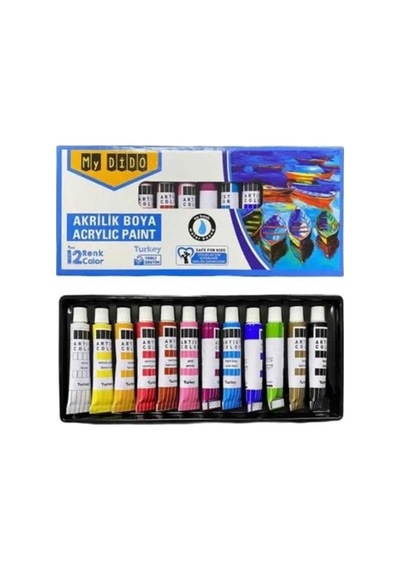 Artlantis Akrilik Boya Hobi Boyama Seti 1 Paket 25x35 Cm Tuval 12 Li Akrilik Boya Tüp Resim Paleti Fırça Seti 6 Lı