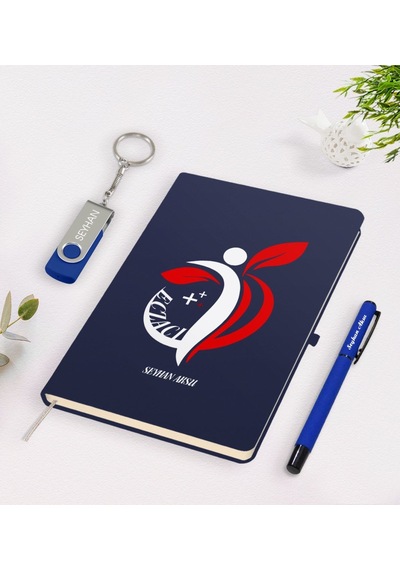 Kişiye Özel Eczacı Temalı Lacivert Defter Kalem 32Gb Usb Bellek H