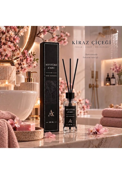 Premium Oda Kokusu Bambu Çubuklu Beyaz Şişe 100 Ml Kiraz Çiçeği