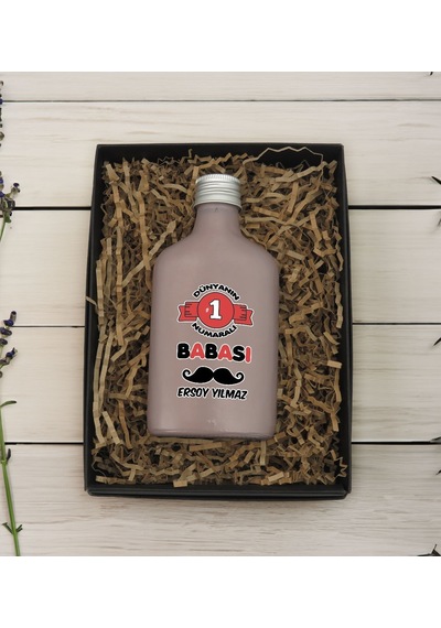 Bk Gift Kişiye Özel İsimli Baba Temalı Mat Gri Tasarım Cam Şişe Kolonya 200 ML 6