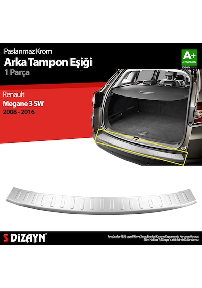 S-dizayn Renault Megane 3 Sw Krom Arka Tampon Eşiği 2008-2016