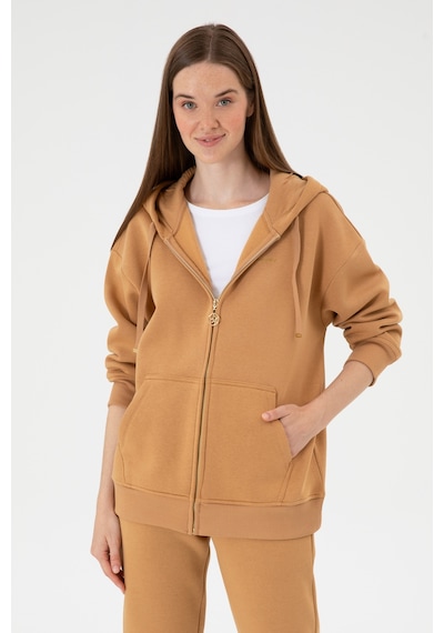 U.S. Polo Assn. Kadın Camel Şardonlu Kapüşonlu Sweatshırt 50314130-VR015