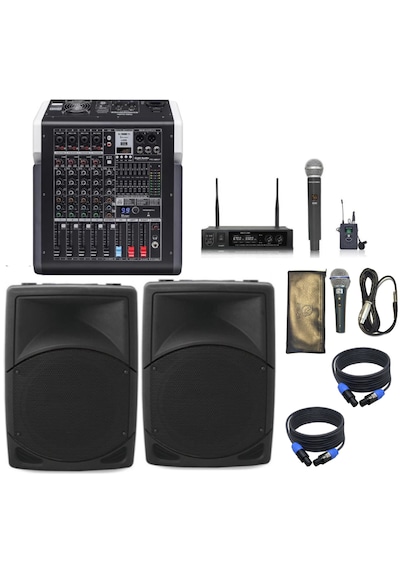 Mixerli Ses Sistemi Seti 1 Anfi Hoparlör Mikrofon Mixer Paket