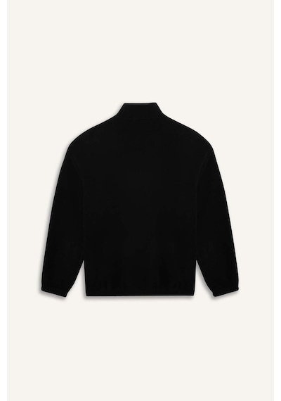 Defacto Boxy Fit Dik Yaka Yarım Fermuarlı Polar Sweatshirt E8632ax25wnbk81 Siyah