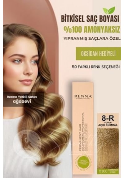 Renna Amonyaksız Bitkisel Yıpranmış Saçlar İçin Saç Boyası 8-r Yoğun Açık Kumral 60ml