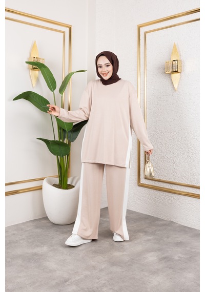 Hira Life Fashion Kadın Efsa Bej Bisiklet Yaka Yanı Şeritli Ve Pantolon Cepli Alt-üst İkili Takım Bej Bej Hira Life Fashion Kadın Efsa Bej Bisiklet Yaka Yanı Şeritli Ve Pantolon Cepli Alt-üst İkili Takım Bej Bej