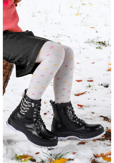 Kiko Kids Termo Taban Kız Çocuk Bot 621 Kırışık Taşlı Siyah