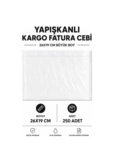 Northcity 26x19 Cm Büyük Boy Yapışkanlı Kargo Fatura Cebi 250 Adet
