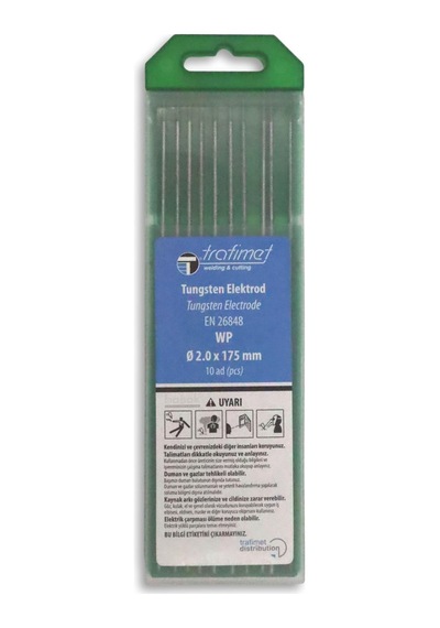 2,0 Mm Wp Yeşil-saf Tungsten Elektrot 175 Mm Trafimet Adet Fiyatı