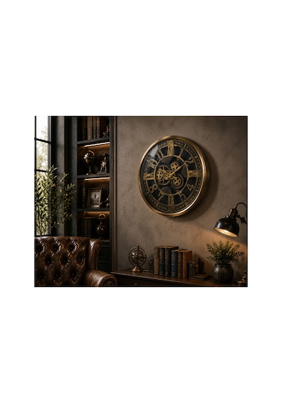 Sleep Nova Vintage Gear Gold Dekoratif Duvar Saati Altın