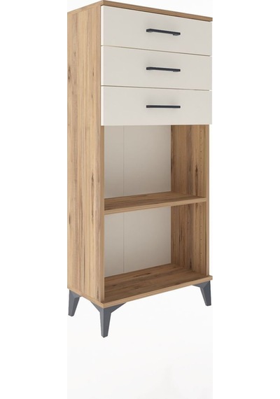 Arges Dolap Tek Raflı 3 Çekmeceli 60x30x134 Çam-aytaşı Atlas Çam