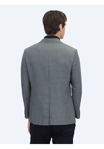 Kip Antrasit Düz Modern Fit Yün Karışımlı Ceket Antrasit