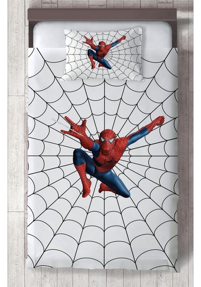 Mekta Home Bebek Ve Çocuk Odası Ağ Ve Spiderman Desenli Yatak Örtüsü Renkli