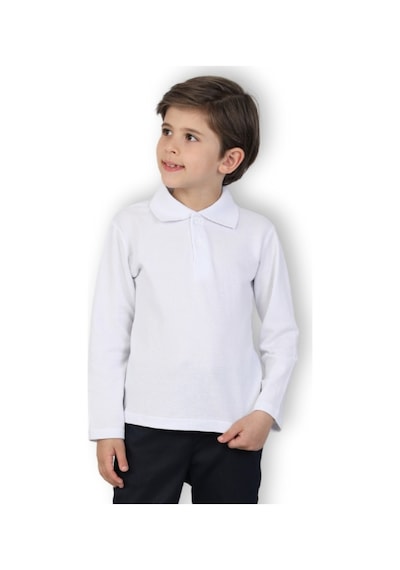 Modanino Erkek Çocuk T-shirt - Okul Tarz- Uzun Kol 5-17 Yaş 12497 Beyaz