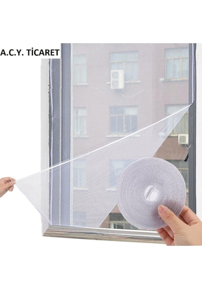 Cırt Bantlı Yapışkanlı 100cm X 150cm Kesilebilir Pencere Sinekliği Tül