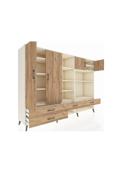 Hyperion Dolap 12 Raflı 4 Çekmeceli 4 Kapaklı 220x44x163 Aytaşı-ç Aytaşı-çam