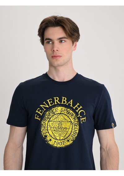 Fenerbahçe Lacivert Tribün Tek Renk Logolu Erkek Tshirt Fb Laci Yeni