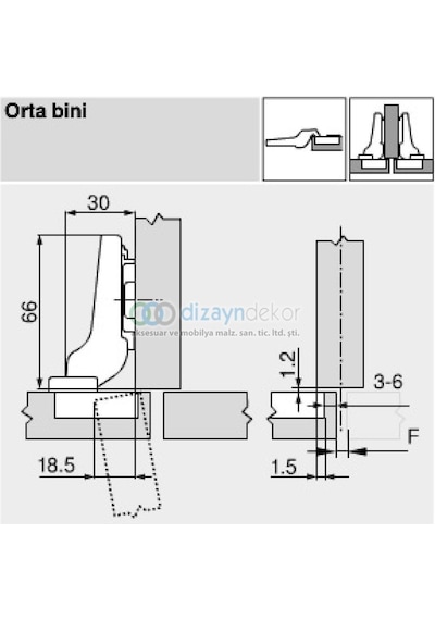 Blum Klip Yarım Deve Menteşe 71m2650 + 173l6100