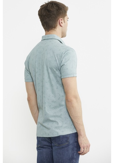 Slim Fit Baskılı Penye Gömlek - Yeşil Yeşil