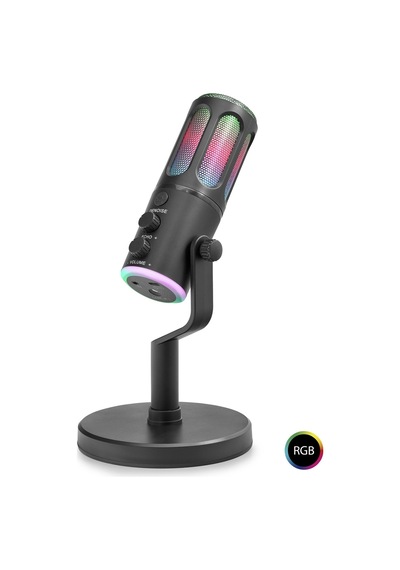 Profesyonel Gaming Rgb Mikrofon Dsp Gürültü Engelleme Reverb Echo Destekli Type-c - Siyah Su8