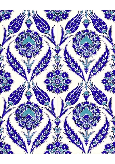 Armada Çini 20X25 CM Ac 308 Mavi Beyaz Lale Desen Kütahya Çini Ka