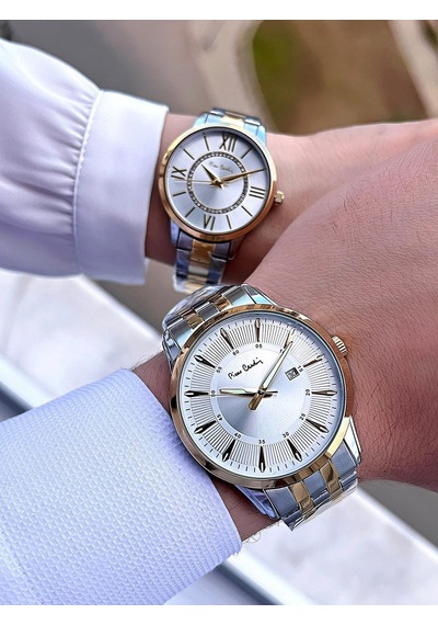 Pierre Cardin Bay Ve Bayan Çiftlere Özel Çelik Kordon Çift Kol Saati 30 Mt Su Gecirmez Cf.pr80002.m2 Gümüş - Sarı