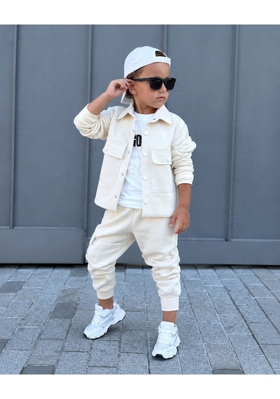 Kokoş Bebe Erkek Çocuk Good Boy Hırkalı 3'lü Takım - 4/12 Yaş - 31896 Krem