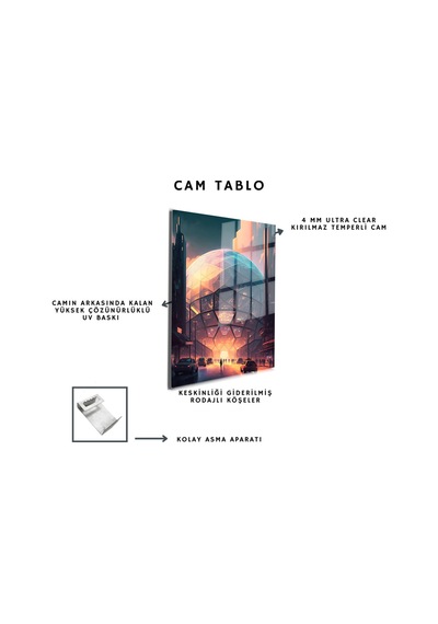 Space/uzay Yapay Zeka Özel Tasarım Cam Tablo Ofis, Mutfak Çocuk Odası, Salon 03