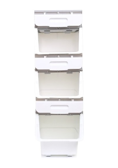 Motek Mt07 Tekerlekli Eşya Ve Erzak Kutusu 3katlı 3x12 Lt Organiz Beyaz - Gri