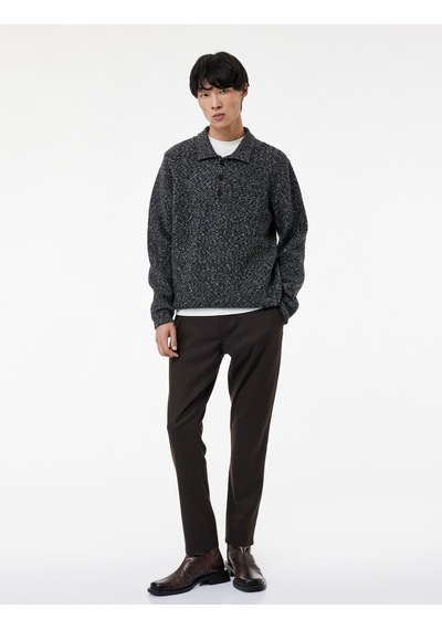 Koton Regular Fit Düğmeli Polo Yaka Triko Kazak Antrasit 6wam70052ht