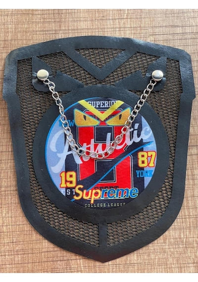 18x14 Cm Deri File Zincir Aksesuarlı Aplike Arma Yama