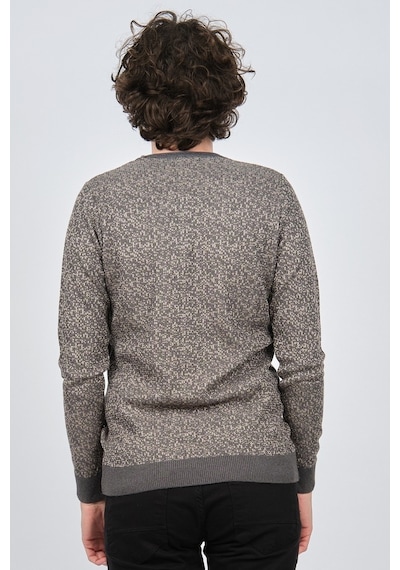 Çizgi Triko Erkek Bisiklet Yaka Slim Fit Desenli Kazak 42554255 G Gri