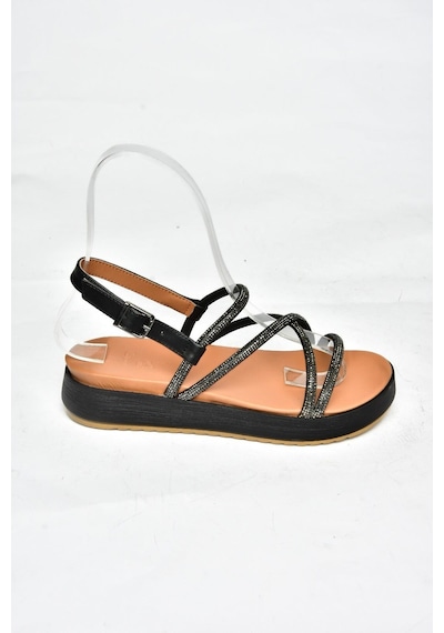 Fox Shoes S314002409 Siyah Taş Detaylı Kadın Sandalet Siyah