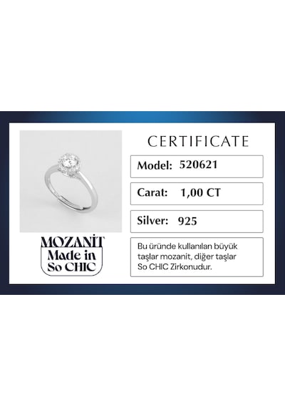 Mozanit Dansı 18 Ayar Beyaz Altın Kaplama Gümüş Ayarlanabilir Yüzük