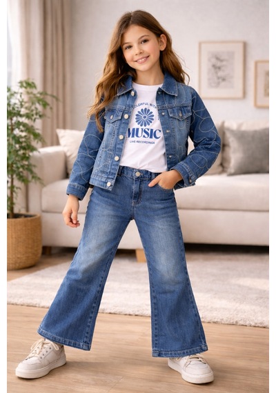Uğur Bebe Kız Çocuk Kot Takım Taşlı Denim Kot Ceket Jean Pantolon Tişört 3 Lü Kombin Şık Trend Bayramlık Mavi Mavi Uğur Bebe Kız Çocuk Kot Takım Taşlı Denim Kot Ceket Jean Pantolon Tişört 3 Lü Kombin Şık Trend Bayramlık Mavi Mavi