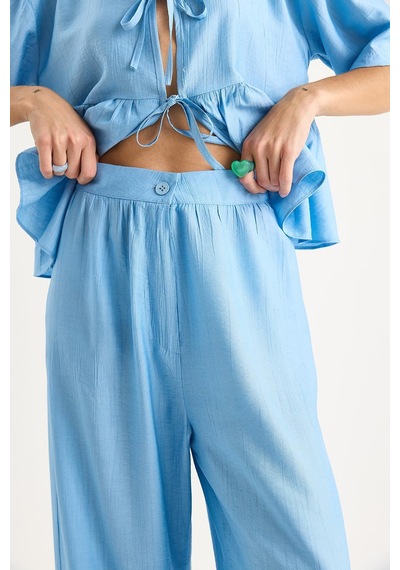 Shade Kadın Bağlama Detaylı Kısa Kollu Bluz Pantolon Alt-üst Takım 9265 60281014 - Bebe Mavisi