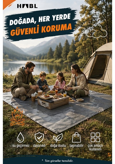 Güçlendirilmiş Su Geçirmez Kamp Ve Çadır Altı Brandası - 17m2 Çadırlar İçin 5m 4m