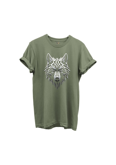 Kurt Ve Türk Özel Koleksiyon Serisi-7 Tasarım Baskılı %100 Pamuk T-shirt Haki