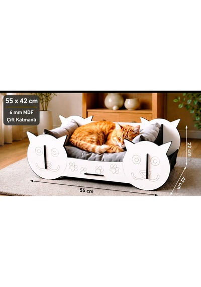 Kedi Figürlü Ahşap Kedi Yatağı 55x42 Cm 6 Mm Mdf Demonte Tasarım Kedi Figürlü Ahşap Kedi Yatağı 55x42 Cm 6 Mm Mdf Demonte Tasarım