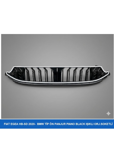 Fiat Egea Ön Panjur 2020+ Bmw M Dizayn Led Li Piano Black  Soketli Siyah - Siyah