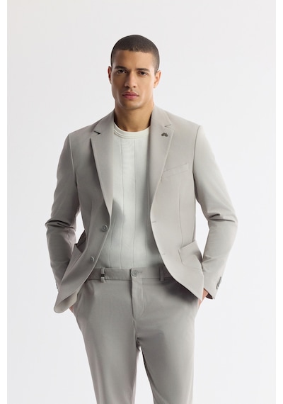 Avva Erkek Gri Mono Yaka Pamuklu Hafif Bi-stretch Blazer Comfort Slim Fit Ceket A51y4004