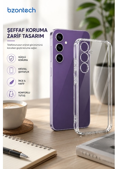 Samsung Galaxy S23 Fe Uyumlu Kılıf Şeffaf Kamera Korumalı 3d
