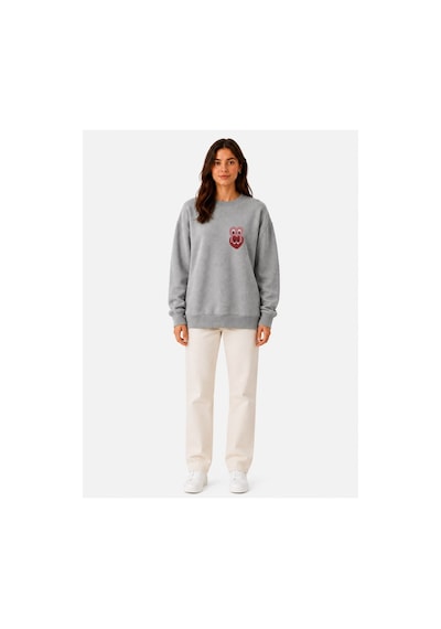 Herkesemoda Karakter Baskı Detaylı Şardonlu 2 İplik Bisiklet Yaka Sweatshirt Gri