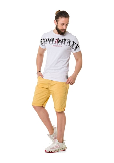 Ct768 Men S Printed T-shirt With Bold Cipo & Baxx Logo WHITE