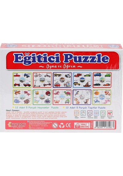 7196 Çark Puzzle Hayvanlar Taşıtlar 60 Parça