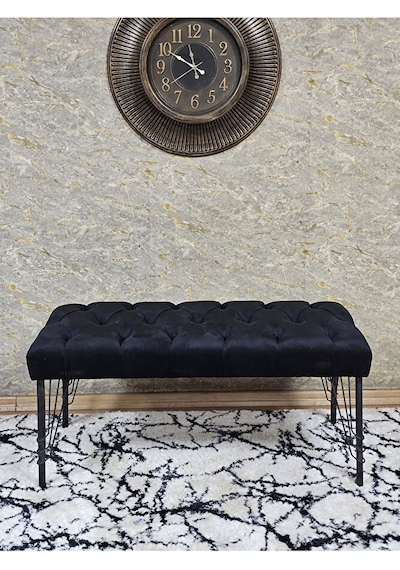 Siyah Boyalı Tel Ayaklı 90 Cm Puf Bench - Puf - Bench - Kasalı Ot Çok Renkli