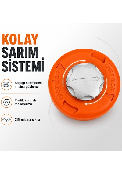 Otomatik Misina Başlığı Kolay Sarım Kurmalı M10x1.25 Sol Diş Tırpan Başlığı