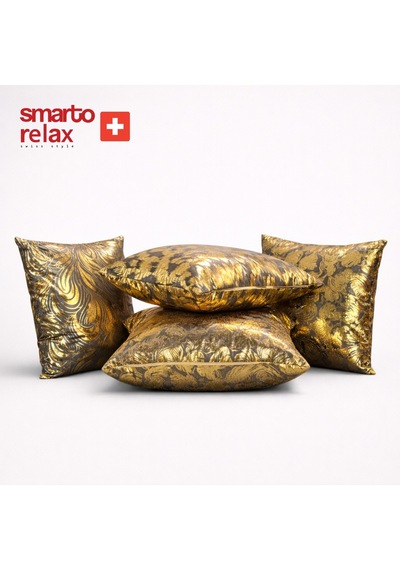 Smarto Relax 4'lü Antibakteriyel Desenli Dekoratif Dolgulu Kırlent 45x45 Cm Siyah - Altın