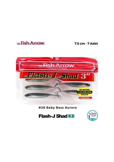 Fish Arrow Flash J Shad 7.5cm 3'' 28 Baby Bass Aurora Silikon Balık 7 Adet