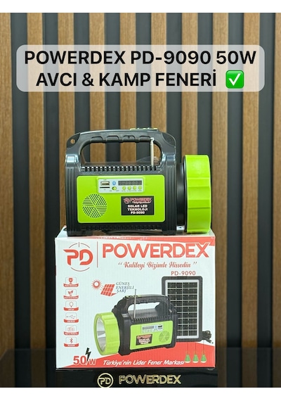 Powerdex Pd-9090 50w Güneş Enerjili Şarjlı Radyolu Mp3 Bluetooth Hoparlörü Avcı Kamp Feneri Çok Renkli